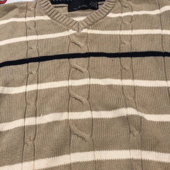 Vintage 2000s Bill Blass Tan Striped Sweater - Picture 2 of 4